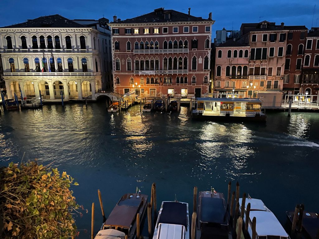 Early morning on the Grand Canal, viewed from our room