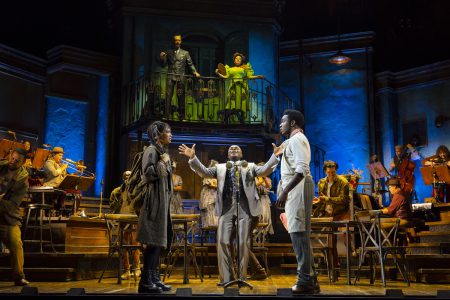 The cast of Hadestown performing.